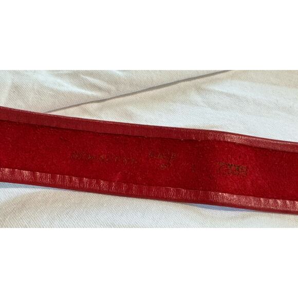 Vintage Schaffer Genuine Leather Belt Red Adjustable Gold Silver Buckle Sz Large